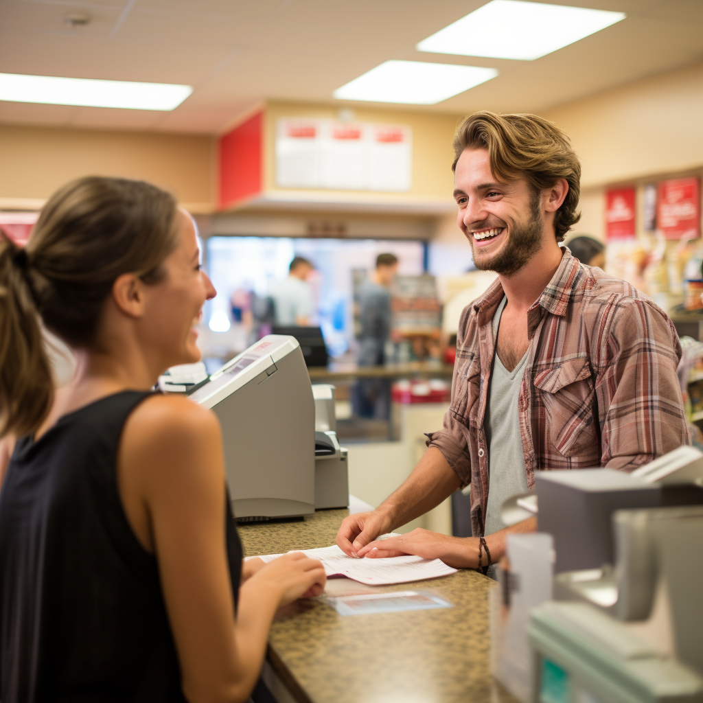 instore cashier customer loyalty program concept at the register